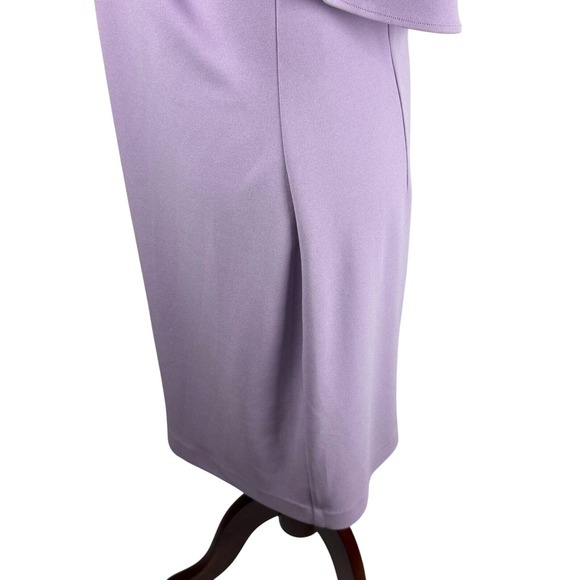 Belle Badgley Mischka Flutter Sleeve Twist Front V Neck Sheath Dress Size 10 - Picture 7 of 14